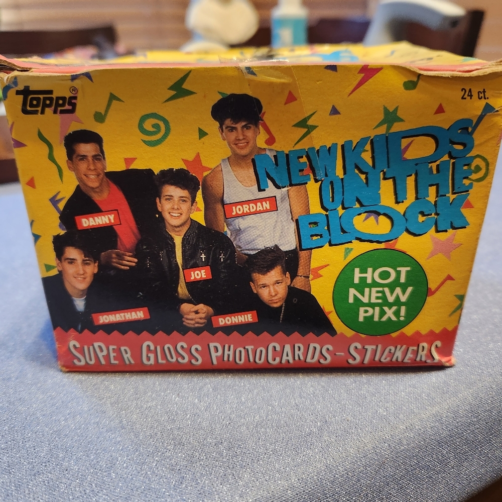 Vintage New Original Box Topps Kids on the Block Photocards + Stickers Card Box